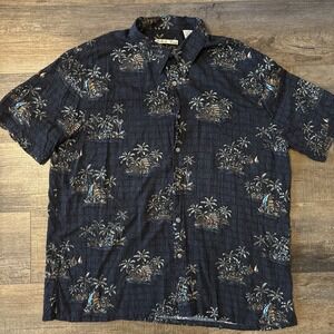 Batik Bay Hawaiian Shirt Mens XL Tropical Beach Palm Tree Aloha Rayon